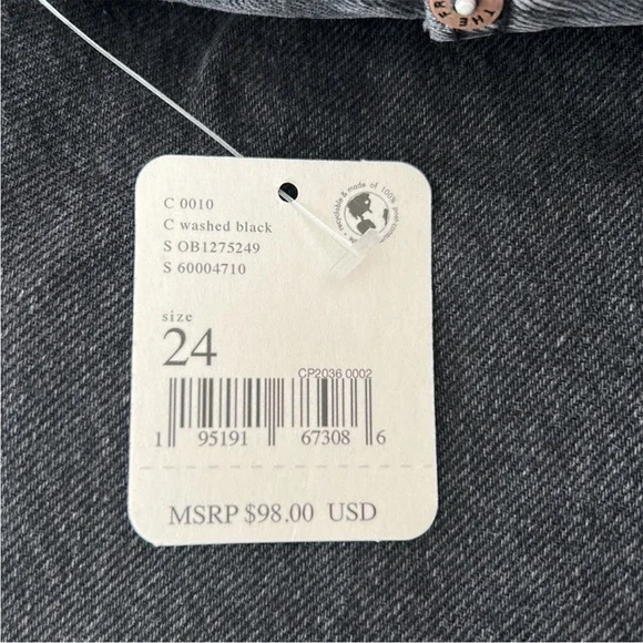 We The Free 24 Jeans Lasso distressed in washed black high rise Free People NWT - Picture 13 of 13